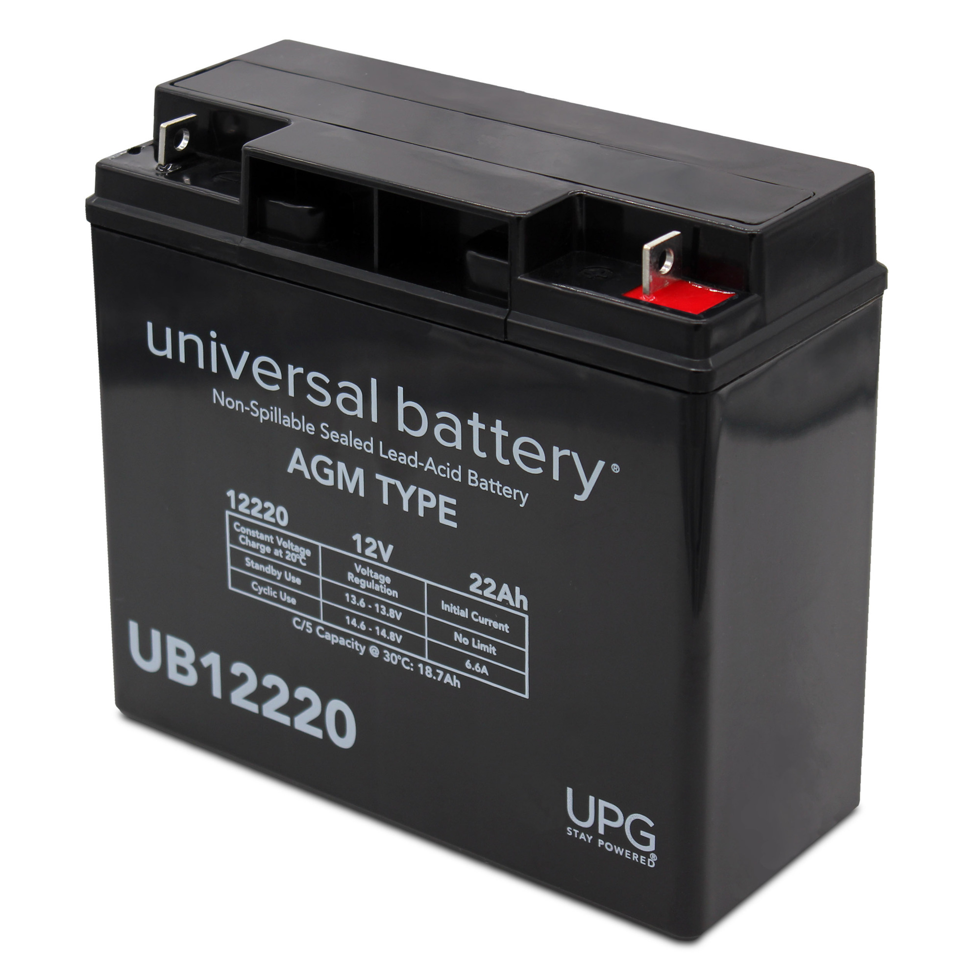 UPG, 12V 22Ah Battery T4 tabs, Volts 12 Amp Hours 22 Model# 40696